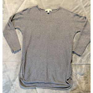 Michael Kors Heather Gray Long Sleeve Knit Sweater Zipper Accent Size Medium